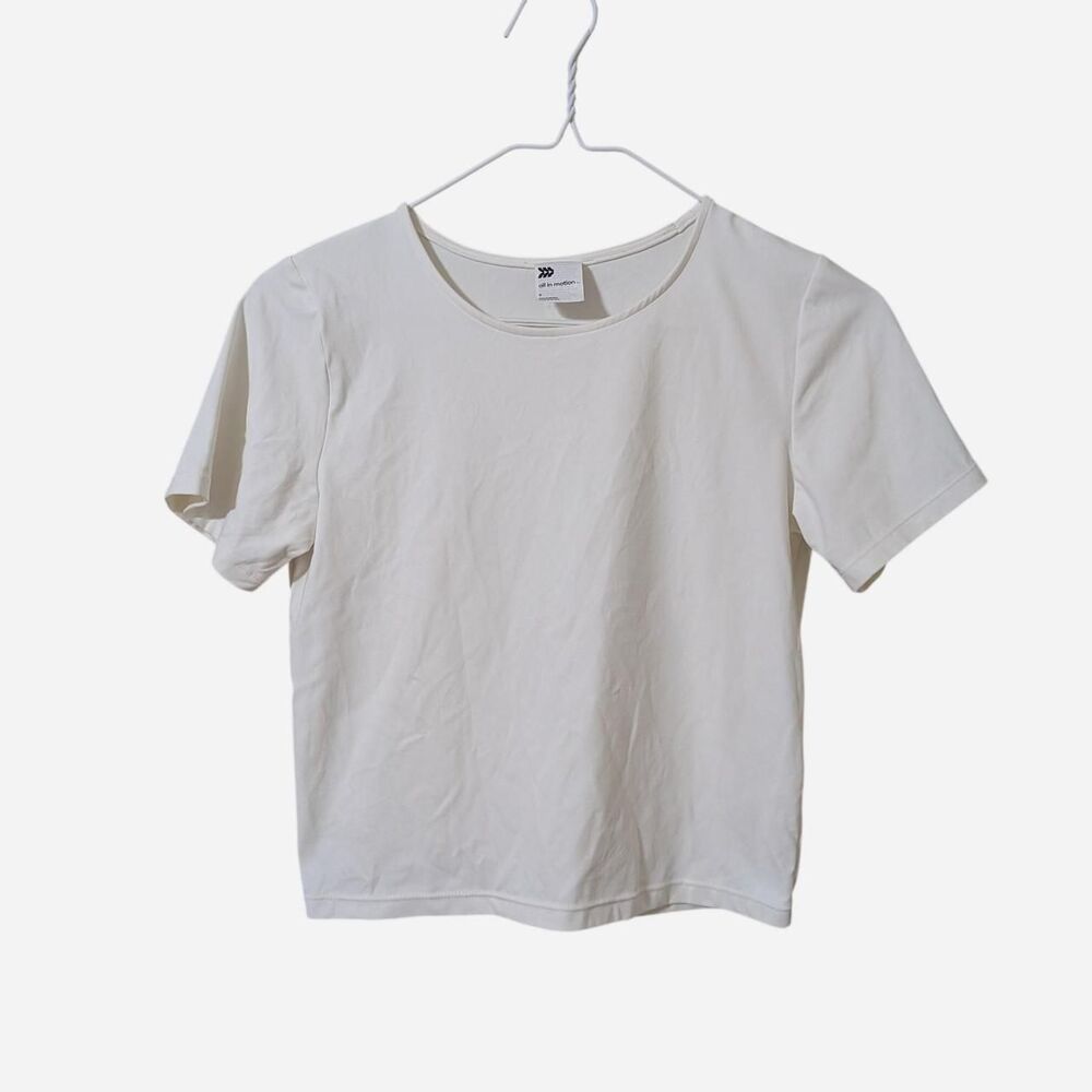 White/Off White Cropped Baby Tee Slim Fitting Workout Basic Top